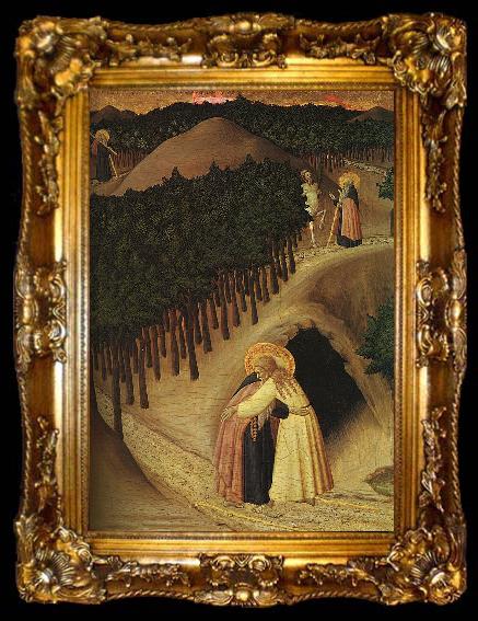 framed  Stefano di Giovanni Sassetta The Meeting of St.Anthony and St.Paul, ta009-2